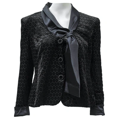 Pre-owned Armani Collezioni Velvet Short Vest In Black