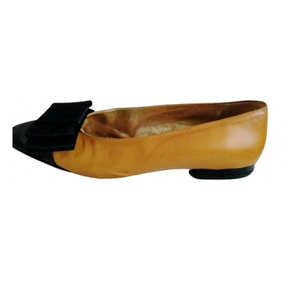 Pre-owned Moschino Leather Ballet Flats In Yellow