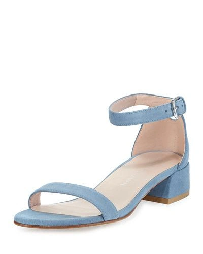 Stuart Weitzman Nudistjune Suede 40mm Sandal In Jeans