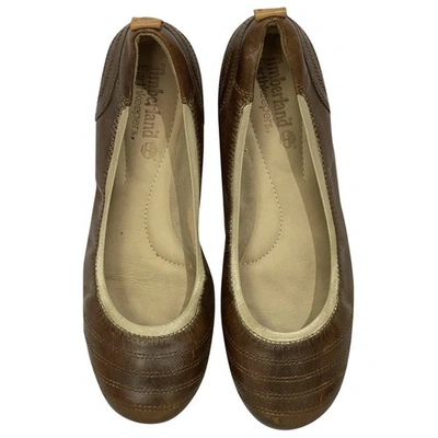 Pre-owned Timberland Brown Leather Ballet Flats