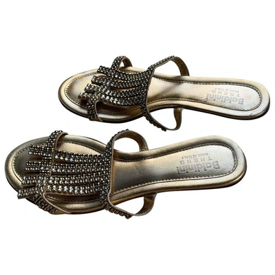 Pre-owned Baldinini Leather Sandals In Gold