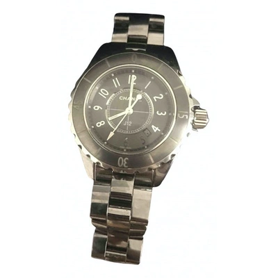 Pre-owned Chanel J12 Quartz Ceramic Watch In Grey