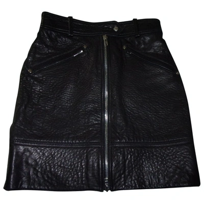 Pre-owned Kenzo Leather Mid-length Skirt In Black
