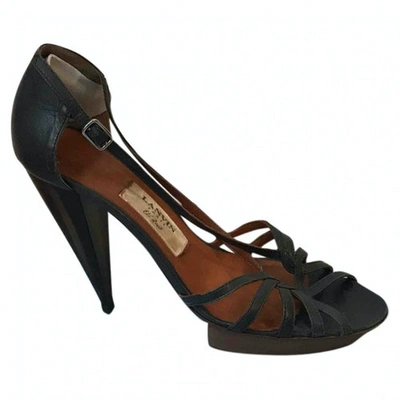 Pre-owned Lanvin Leather Sandals In Navy