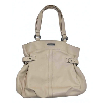 Pre-owned Max Mara Leather Tote In Beige