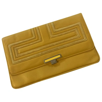 Pre-owned Smythson Leather Clutch Bag In Yellow