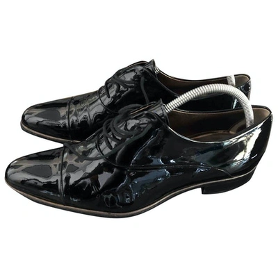 Pre-owned Dolce & Gabbana Patent Leather Lace Ups In Black