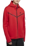 Nike Men's  Sportswear Tech Fleece Full-zip Hoodie In University Red/black