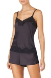 Ralph Lauren Lace Trim Short Pajamas In Black