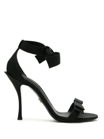 Dolce & Gabbana Bow-detail 105mm Grosgrain Sandals In Black