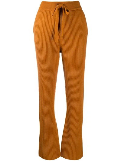 Dorothee Schumacher Ribbed-knit Flared Trousers In Orange