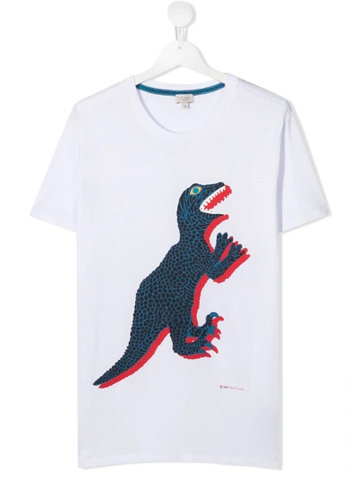 Paul Smith Junior Teen Dinosaur Print T-shirt In White