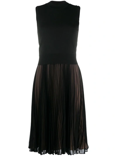 Neil Barrett Pleated Skirt Jumper Dress In Black