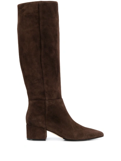 Sergio Rossi Suede Knee-high Boots In Brown