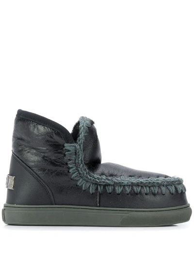 Mou Eskimo Stitched Shearling Boots In Black