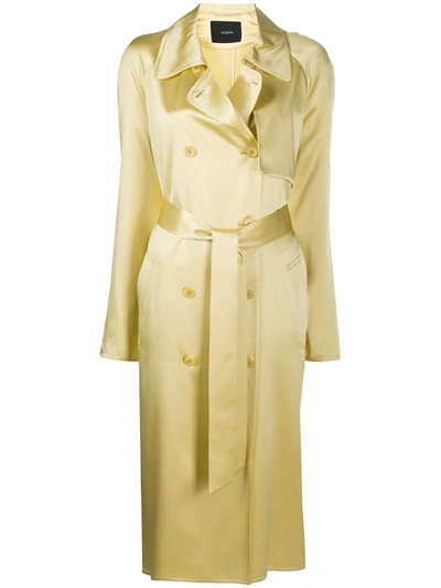 Joseph Silk Double-breasted Trench Coat In Yellow