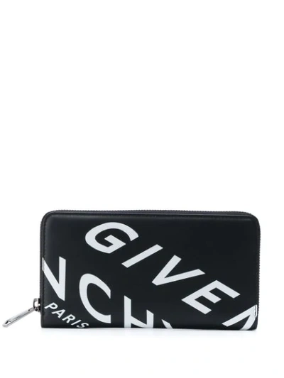 Givenchy Refracted Logo Zip-around Wallet In Black/ White