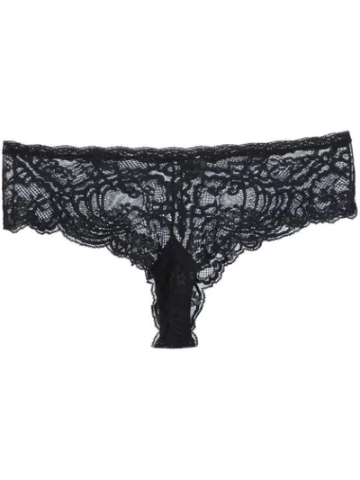 Fleur Du Mal Charlotte Lace Seamless Cheeky Trousery In Black