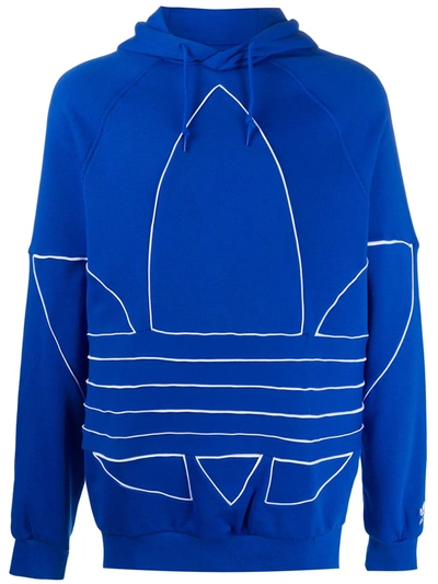 Adidas Originals Big Trefoil Outline Hoodie In Blue