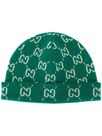 Gucci Kids' Gg Knitted Hat In Green