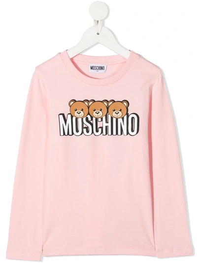Moschino Kids' Teddy Bear Logo Sweatshirt In Pink