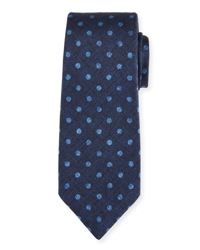 Kiton Shimmering Effect Polka Dot Patterned Tie In Blue In Blue Pattern