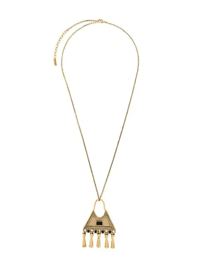 Saint Laurent Triangle Charm-pendant Necklace In Gold