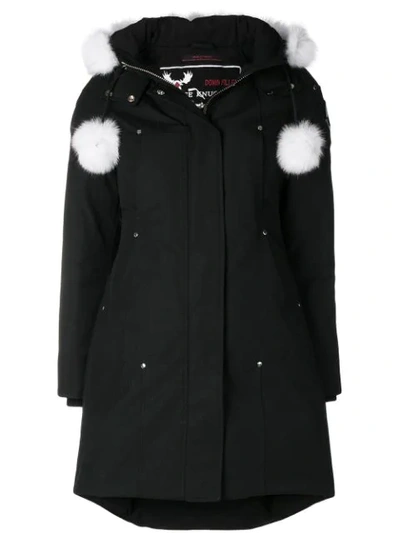 Moose Knuckles Stirling Down Parka With Genuine Shearling Trim In Black