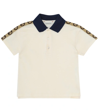 Gucci Baby Stretch-cotton Polo Shirt In Neutrals