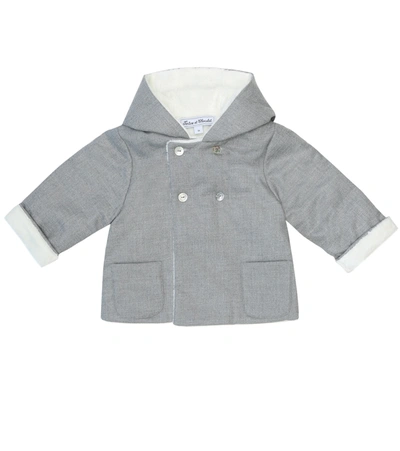 Tartine Et Chocolat Baby Faux Fur-lined Flannel Coat In Grey