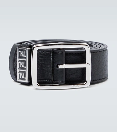 Fendi Classic Buckle Leather Belt In Black