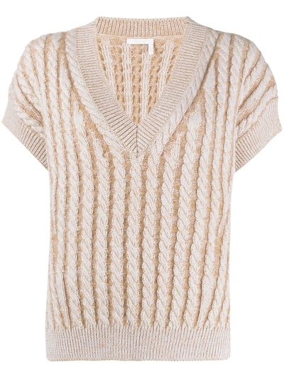 Chloé Cable Knit Sweater Vest In Beige