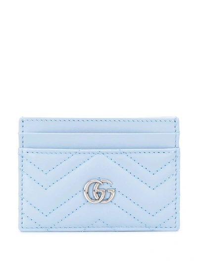 Gucci Gg Marmont Leather Cardholder In Light Blue