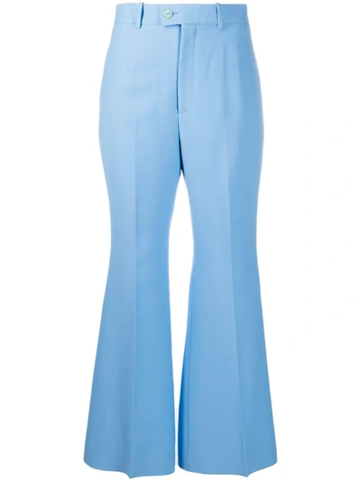 Gucci Flared High-waisted Trousers In Blue