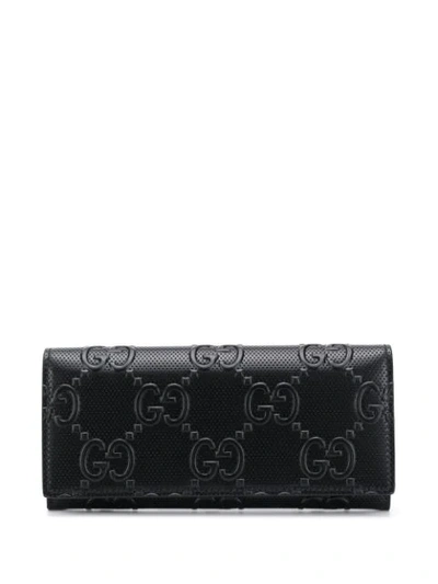 Gucci Gg-logo Embossed-leather Wallet In Black