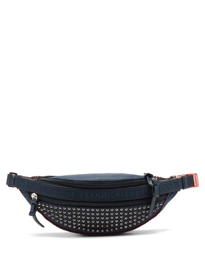 Christian Louboutin Men's Paris Nyc Spiked Belt Bag With Leather Trim In Black
