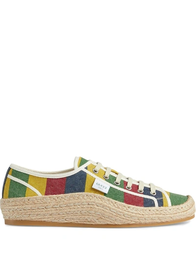 Gucci Baiadera-striped Canvas Espadrille Trainers In Yellow