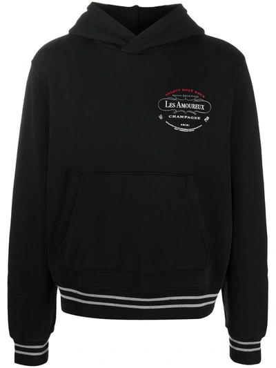 Amiri Les Amoureux Cotton-jersey Hooded Sweatshirt In Black