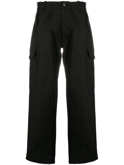Loewe Wide-leg Cotton-canvas Cargo Trousers In Black
