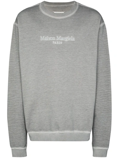 Maison Margiela Grey Logo-embroidered Cotton Sweatshirt