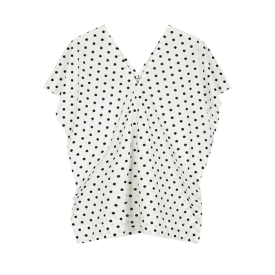 Plan C Polka-dot Cotton Tunic Top In Black And White