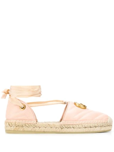 Gucci Gg Marmont Blush Leather Espadrilles In Pink