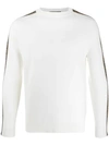 Fendi Men's Ff Side-stripes Sweater In White