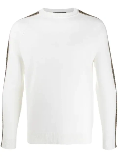 Fendi Men's Ff Side-stripes Sweater In White