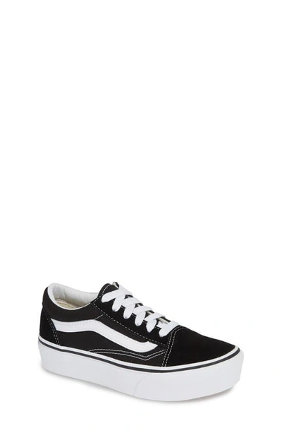 Vans Kids' Old Skool Platform Sneaker In Canvas Black/white