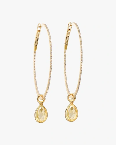 Nina Runsdorf Medium Citrine Flip Hoop Earrings | Diamonds/gemstones/yellow Gold In Yellow Citrine