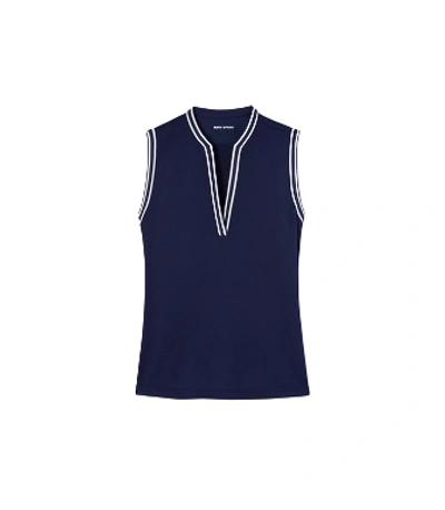 Tory Sport Sleeveless Tunic Top In Tory Navy/snow White