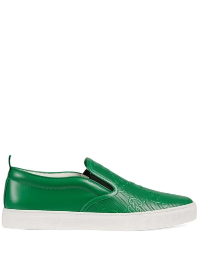 Gucci Men's Gg Embossed Slip-on Sneaker In Green