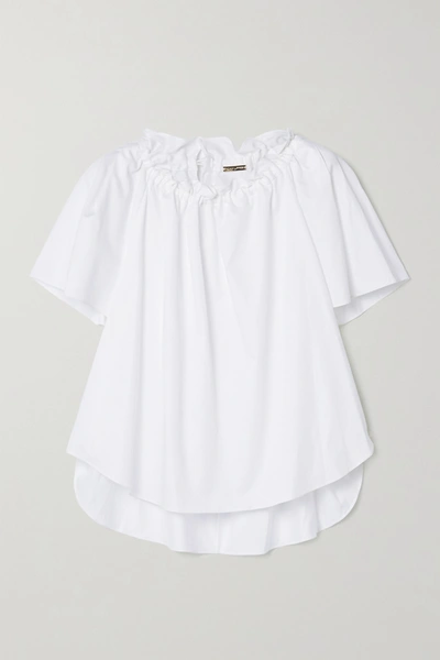 Adam Lippes Gathered Cotton-poplin Blouse In White