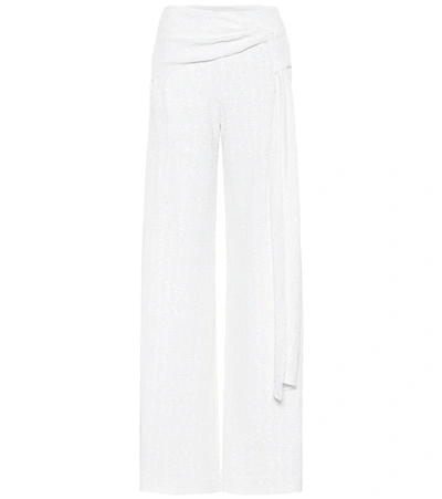 Roland Mouret Jervis Tie-detailed Sequined Crepe Wide-leg Pants In White